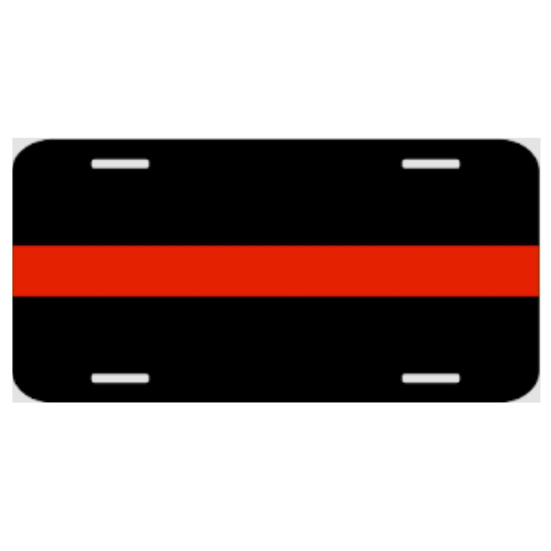 Reflective Thin Red Line License Plate Tag